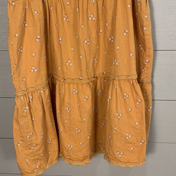 Aeropostale yellow mini ruffle ditzy floral print dress 100% cotton size Med - Picture 3 of 7